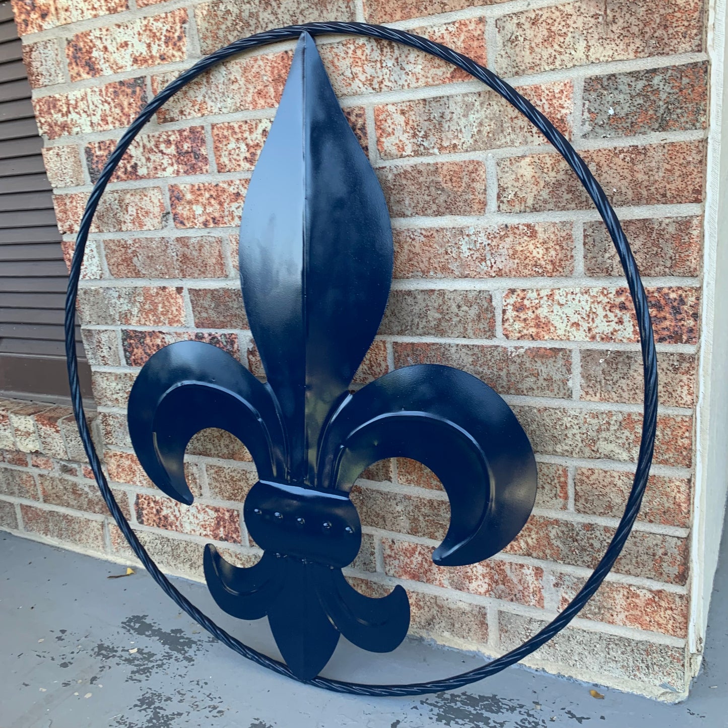 NAVY BLUE 24",36" FLEUR DE LIS METAL WALL ART SIGN WESTERN HOME DECOR HANDMADE NEW #EH10764