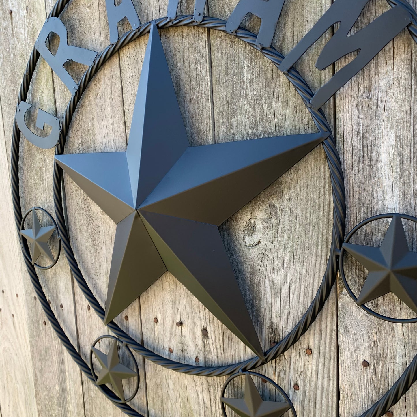 GRAHAM STYLE YOUR CUSTOM NAME STAR BARN STAR METAL LONE STAR WESTERN HOME DECOR RUSTIC BLACK HANDMADE 24",32",36",50"