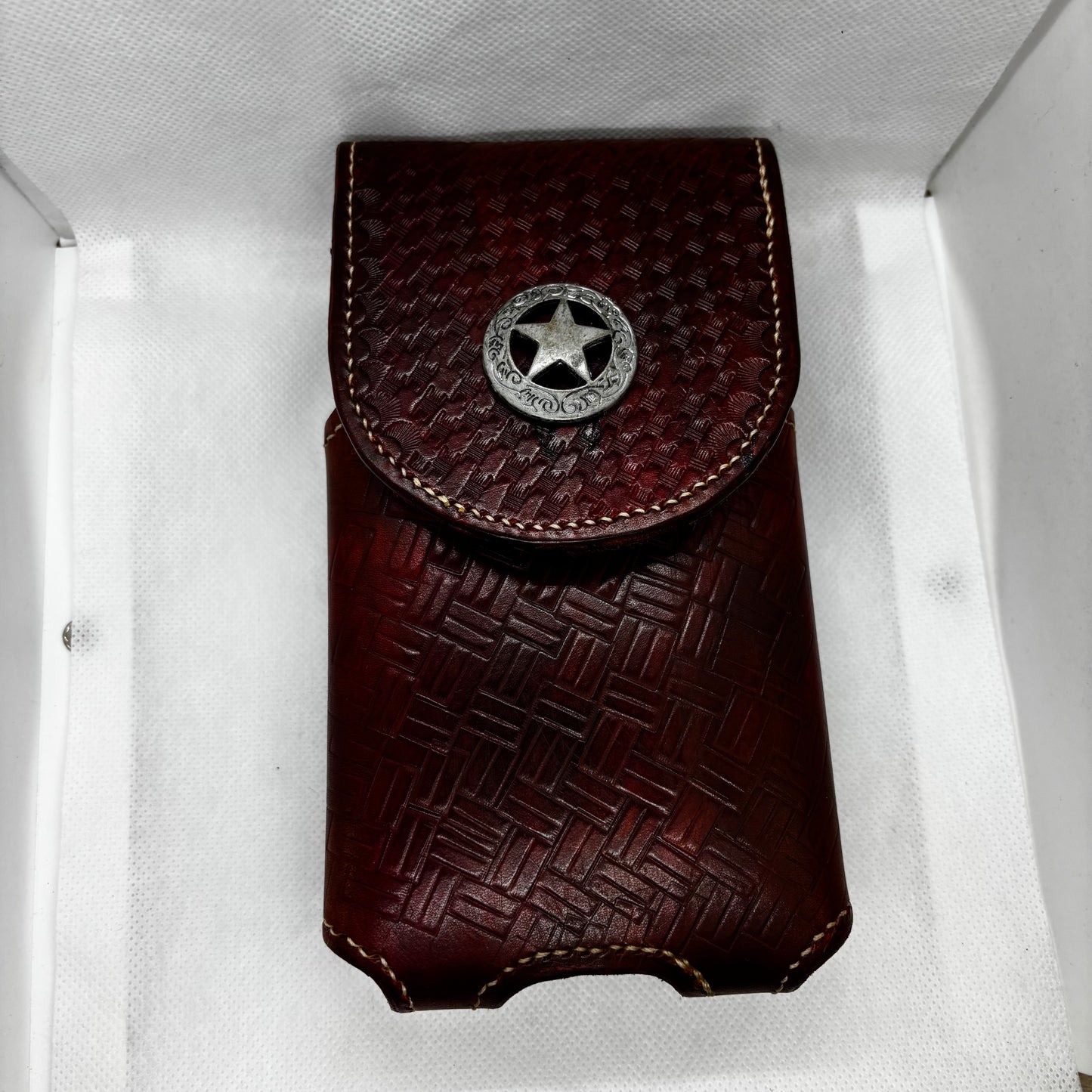 7" LONE STAR LEATHER HOLSTER BROWN STAR POUCH EXTRA LARGE  BELT LOOP CLIP CELL PHONE CASE UNIVERSAL HANDMADE #EH13808
