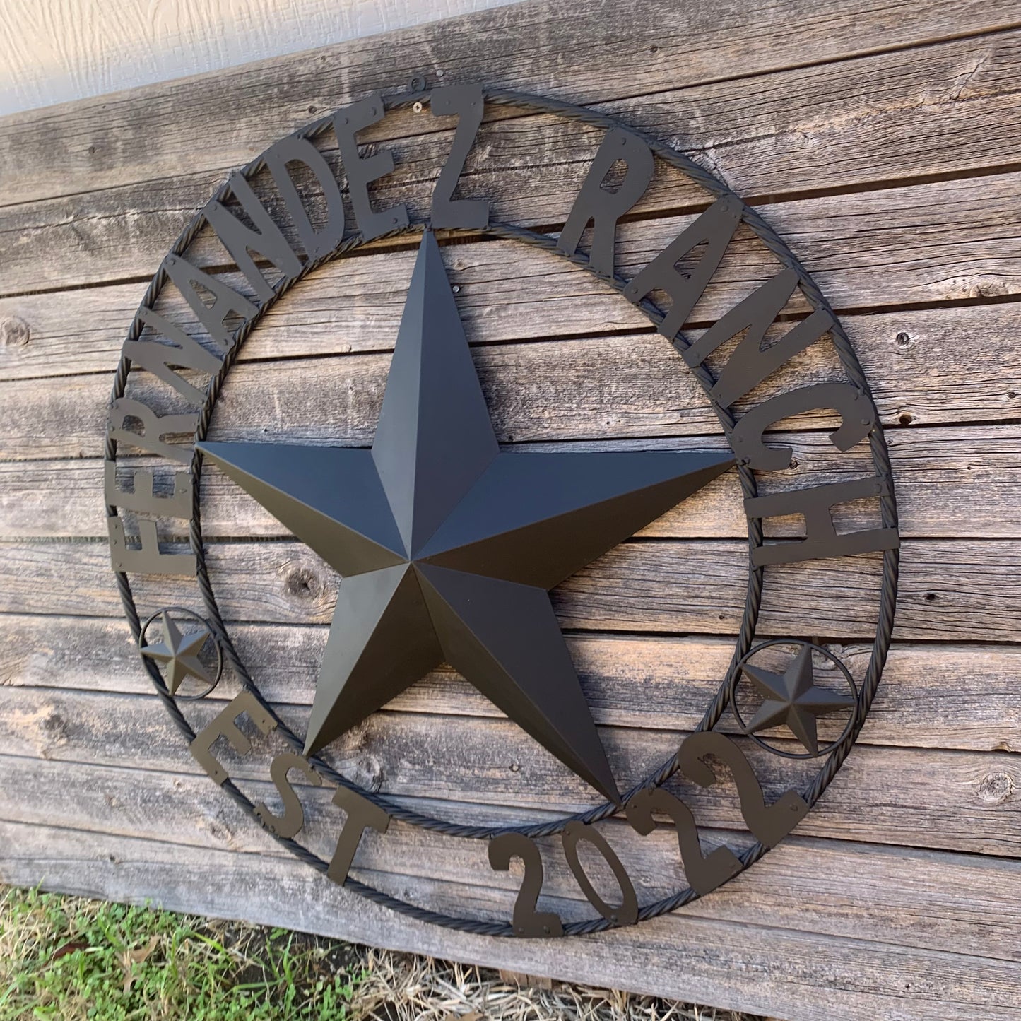 FERNANDEZ RANCH STYLE YOUR CUSTOM NAME STAR BARN STAR METAL LONE STAR WESTERN HOME DECOR RUSTIC BLACK HANDMADE 24",32",36",50"