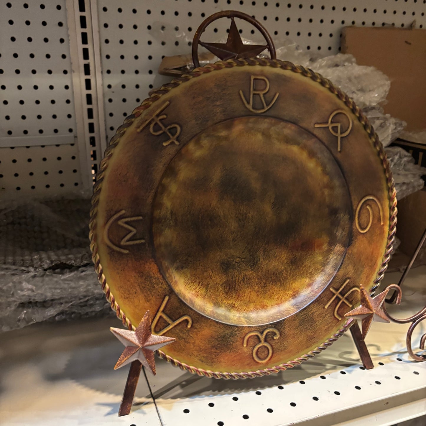 12" BRANDING CHARGER WESTERN HOME DECOR HANDMADE METAL CHARGER NEW #EH13197