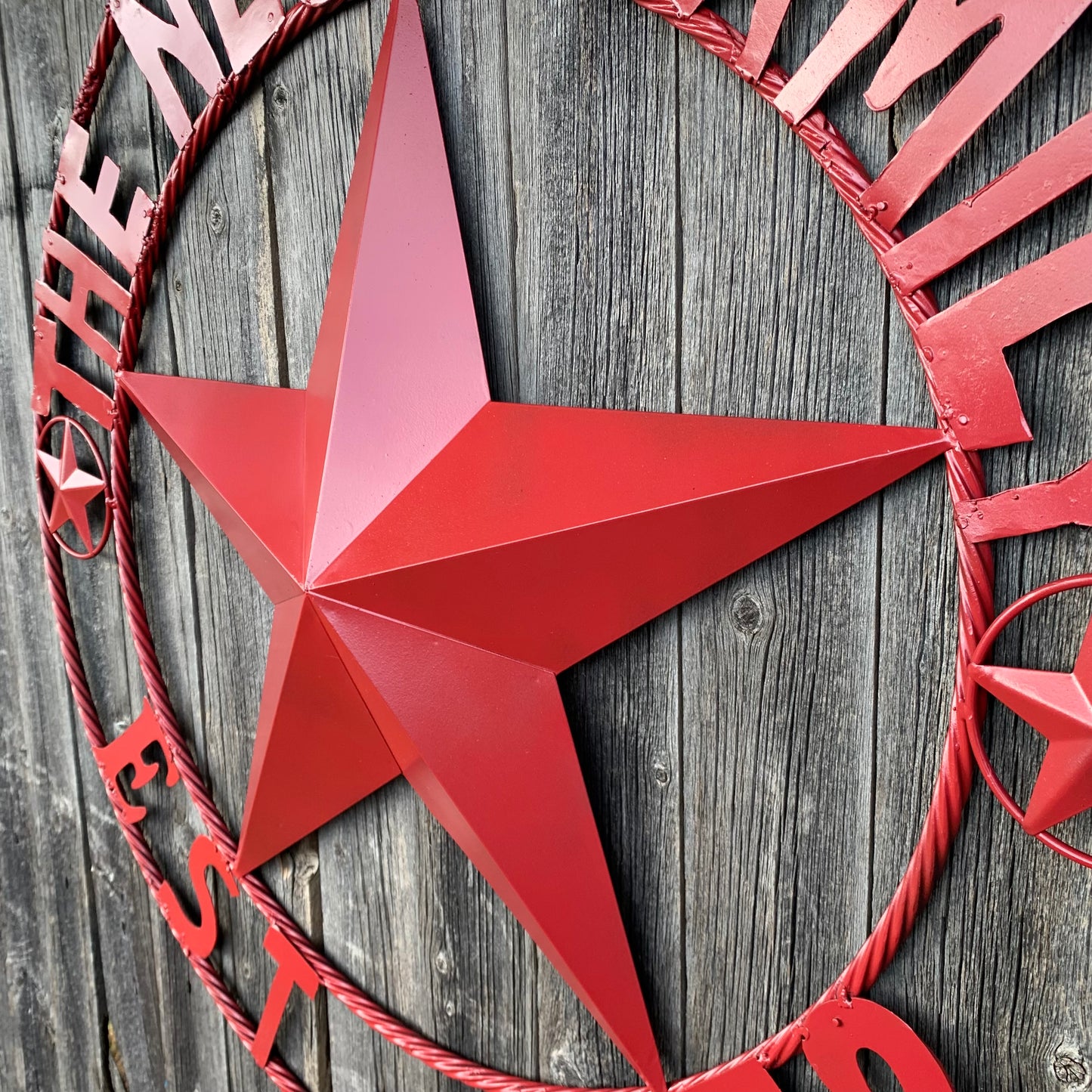 NEGRI FAMILY STYLE YOUR CUSTOM NAME STAR BARN STAR METAL LONE STAR WESTERN HOME DECOR RUSTIC BURGUNDY RED HANDMADE 24",32",36",50"