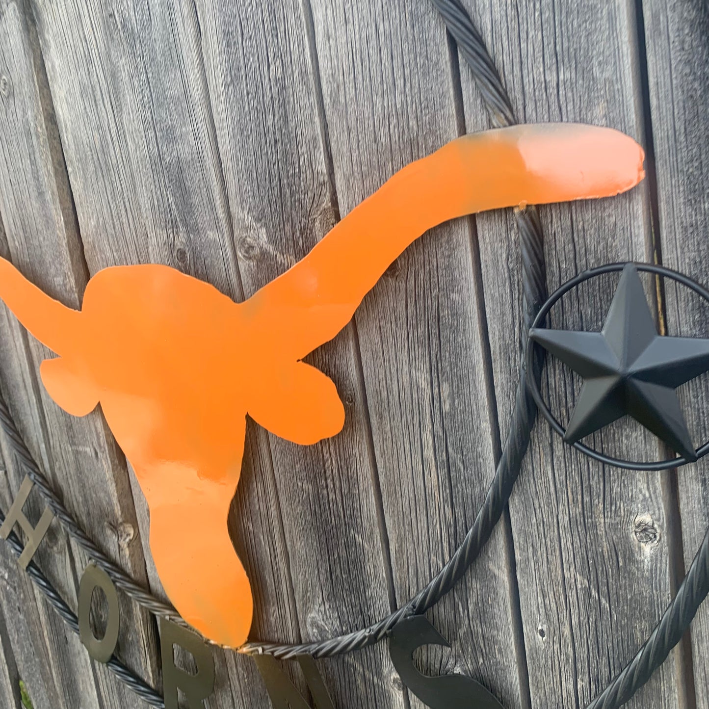 HOOKEM HORNS WITH LONE STAR TEXAS LONGHORNS HOOK EM METAL CUSTOM VINTAGE CRAFT WALL ART TEAM SIGN HANDMADE