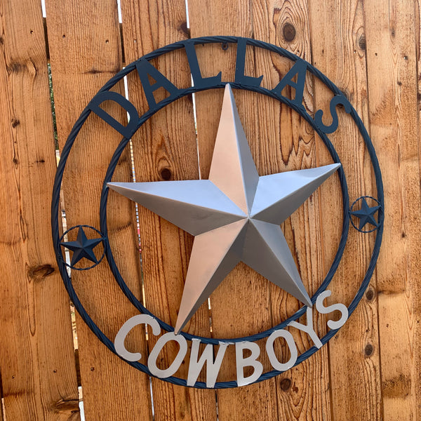 DALLAS COWBOYS SILVER & NAVY BLUE BARN STAR CUSTOM METAL VINTAGE LONESTAR WESTERN HOME DECOR HANDMADE 24",32",36",40",42",44",46",48",50" (Copy)