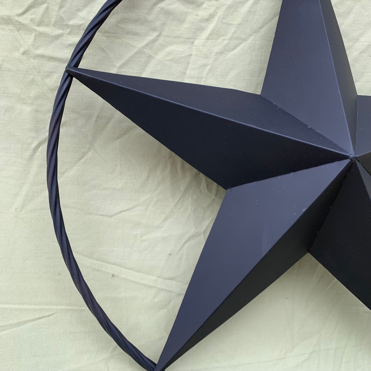 RUSTIC BLACK BARN STAR METAL LONE STAR 3d TWISTED ROPE RING WESTERN HOME DECOR HANDMADE NEW 12",16",24",32",36"-#EH10608