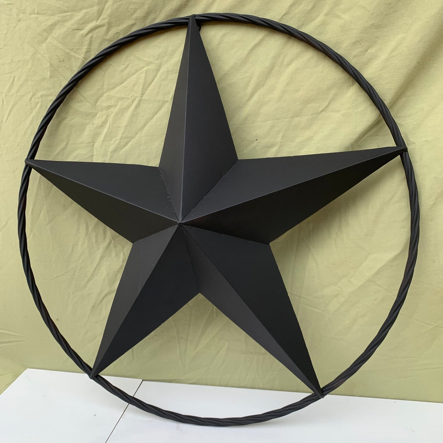 RUSTIC BLACK BARN STAR 3d TWISTED ROPE RING WESTERN HOME DECOR HANDMADE NEW 3" TO 72"-#EH10608