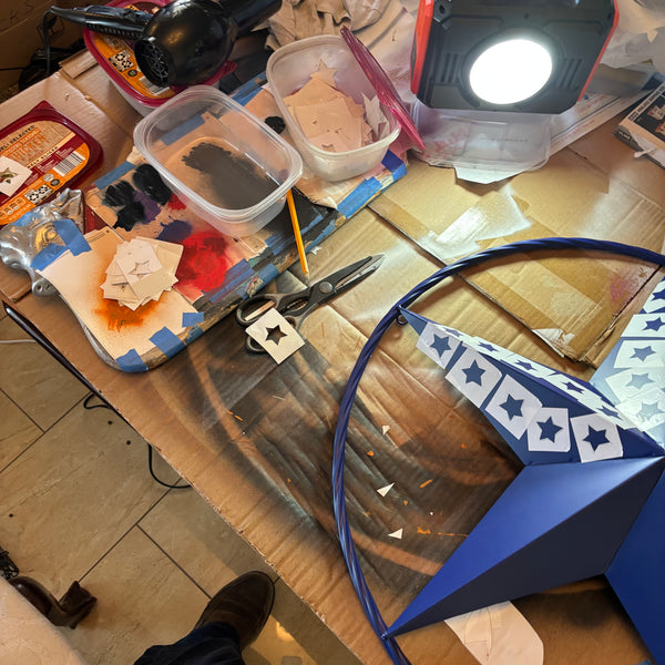 INK BLUE BARN LONE STAR WITH 50 STARS STATES PATRIOTIC TWISTED ROPE RING WESTERN HOME DECOR HANDMADE 24",36" #EH