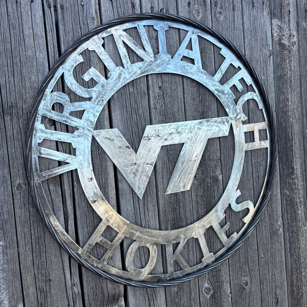 VIRGINIA TECH CUSTOM RAW METAL VINTAGE CRAFT SIGN TEAM HANDMADE TO ORDER