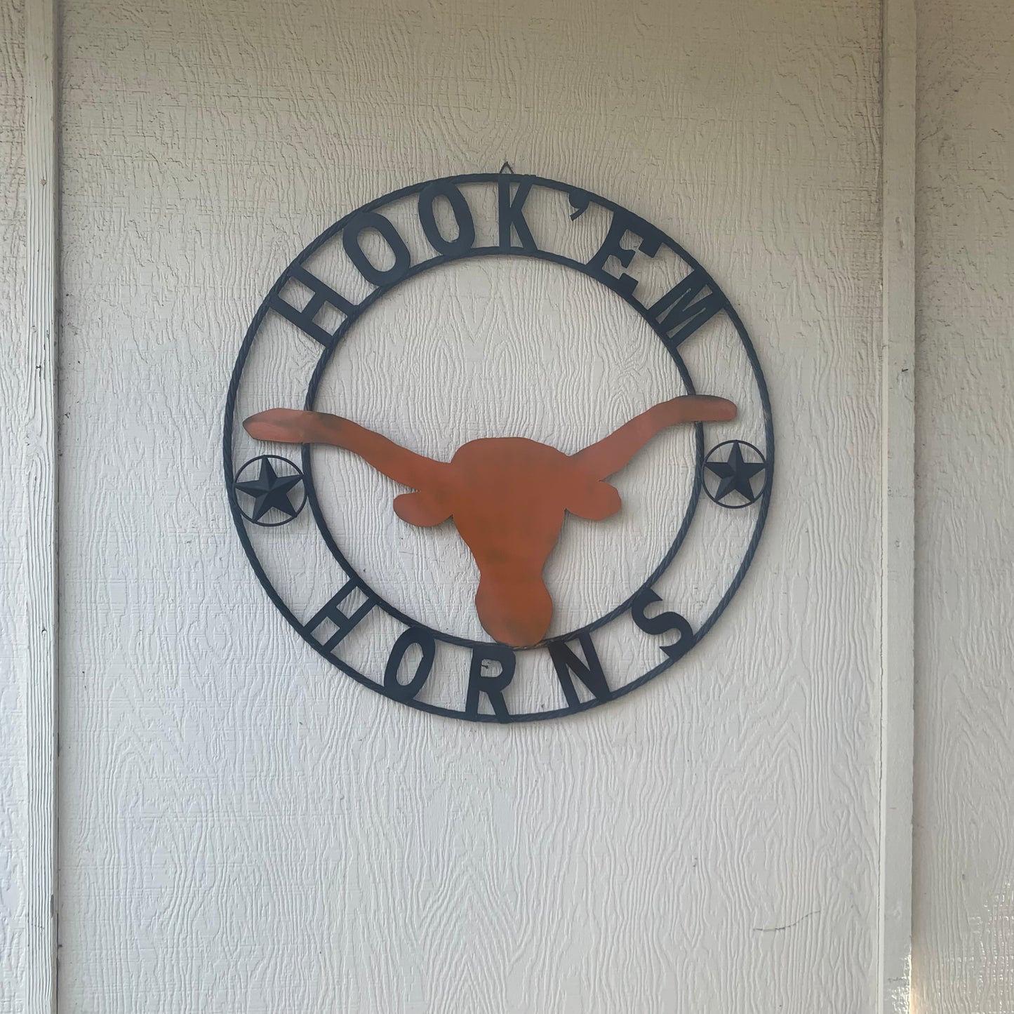 HOOKEM HORNS WITH LONE STAR TEXAS LONGHORNS HOOK EM METAL CUSTOM VINTAGE CRAFT WALL ART TEAM SIGN HANDMADE