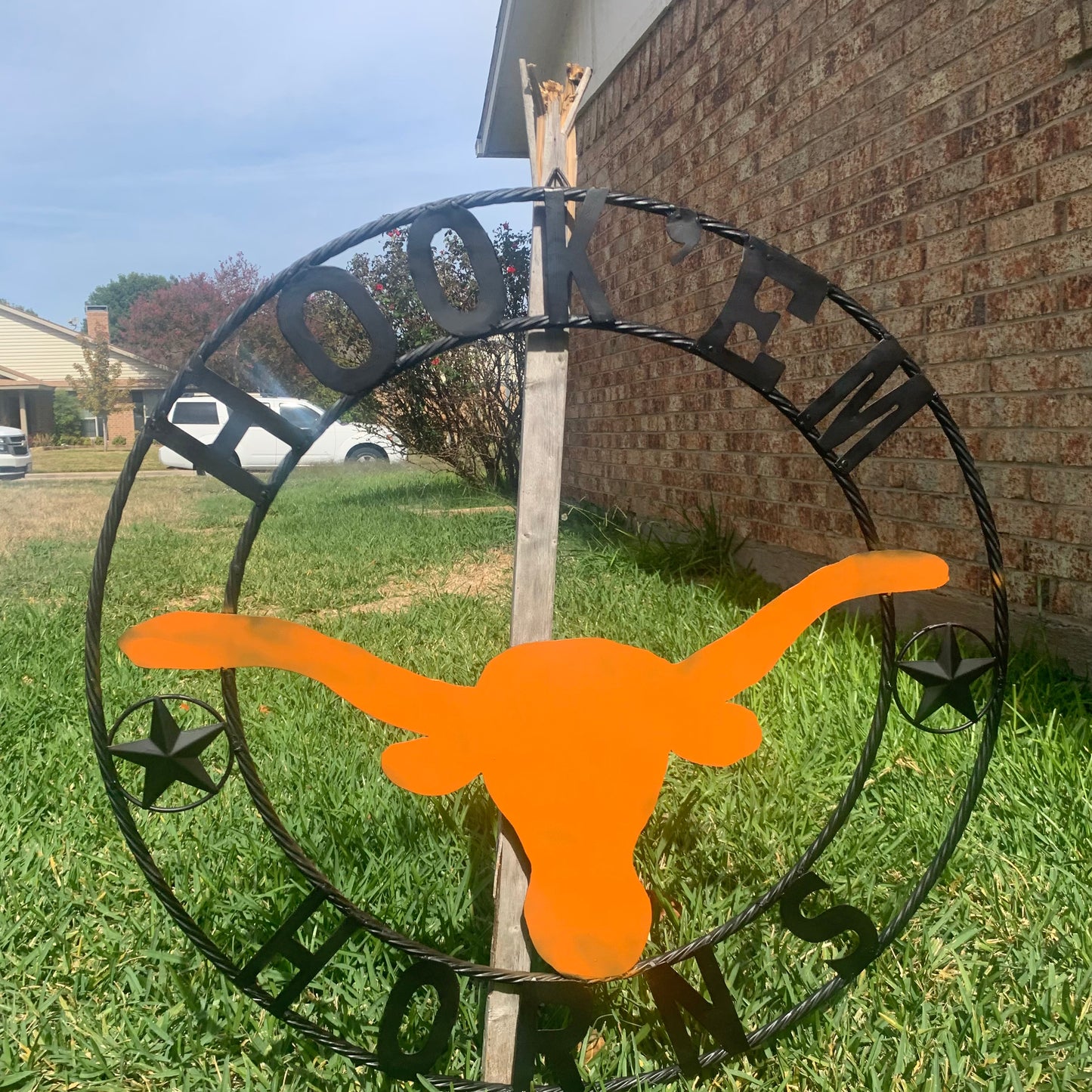 HOOKEM HORNS WITH LONE STAR TEXAS LONGHORNS HOOK EM METAL CUSTOM VINTAGE CRAFT WALL ART TEAM SIGN HANDMADE