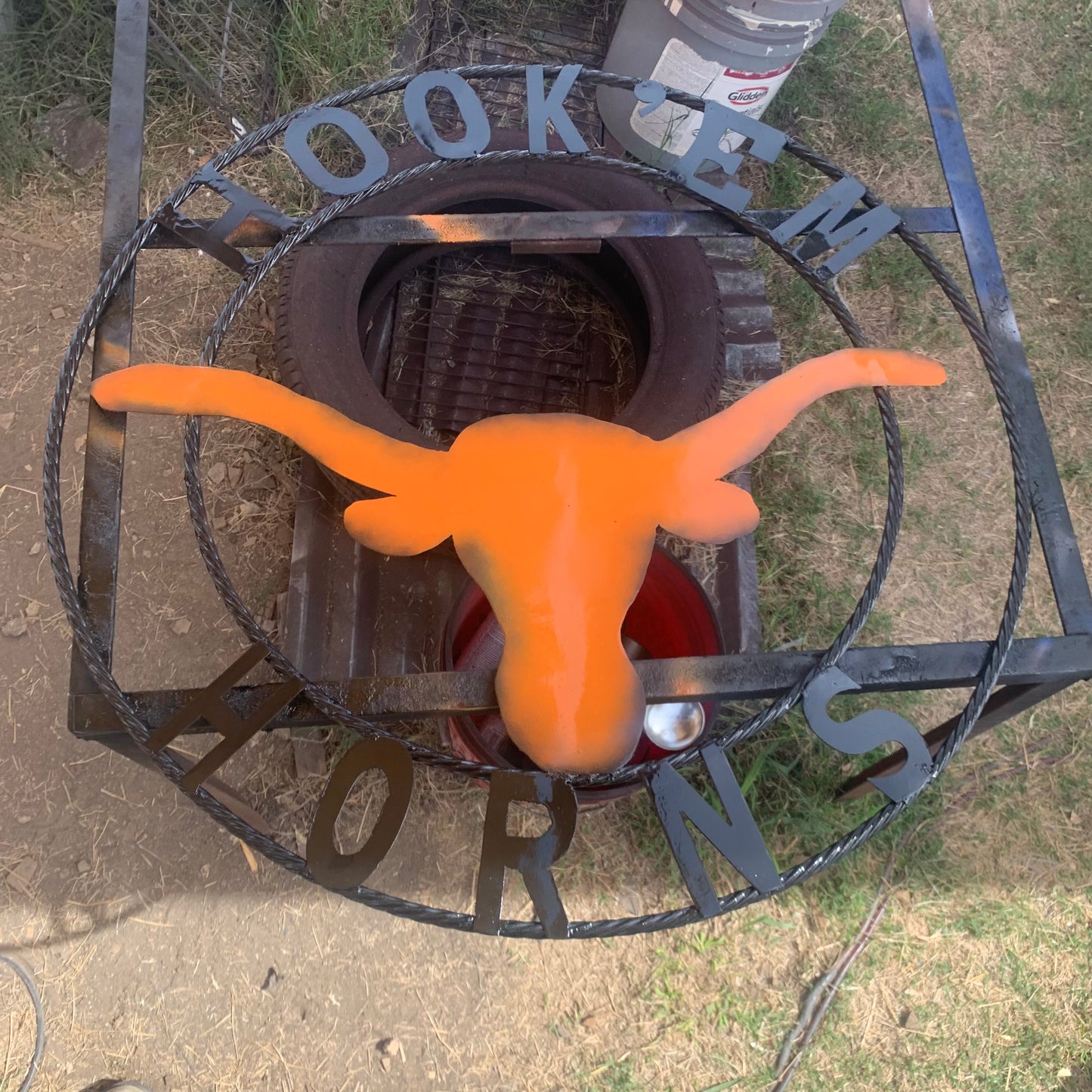 HOOKEM HORNS WITH LONE STAR TEXAS LONGHORNS HOOK EM METAL CUSTOM VINTAGE CRAFT WALL ART TEAM SIGN HANDMADE