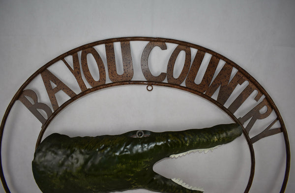 BAYOU COUNTRY SIGN CUSTOM METAL VINTAGE CRAFT SIGN WESTERN HOME DECOR HANDMADE 31" & 22"