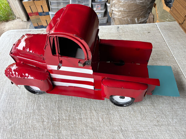 USA FLAG TRUCK 24" PICKUP PATRIOTIC TRUCK RED WHITE TAIL DOWN METAL GARDEN ART FIGURINE WESTERN HOME DECOR HANDMADE #EH12855