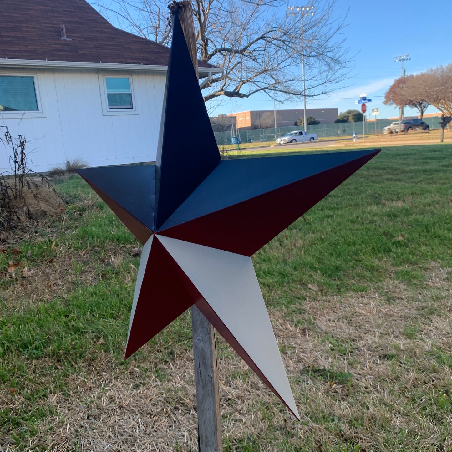 16",24",36" RED WHITE & BLUE METAL BARN STAR METAL WALL ART WESTERN HOME DECOR HANDMADE NEW ART #EH12939