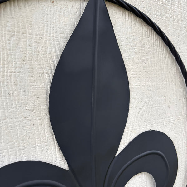 FLEUR DE LIS BLACK FLAT METAL WALL ART SIGN WESTERN HOME DECOR HANDMADE NEW 12",18",24",32"