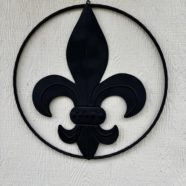 FLEUR DE LIS BLACK FLAT METAL WALL ART SIGN WESTERN HOME DECOR HANDMADE NEW 12",18",24",32"