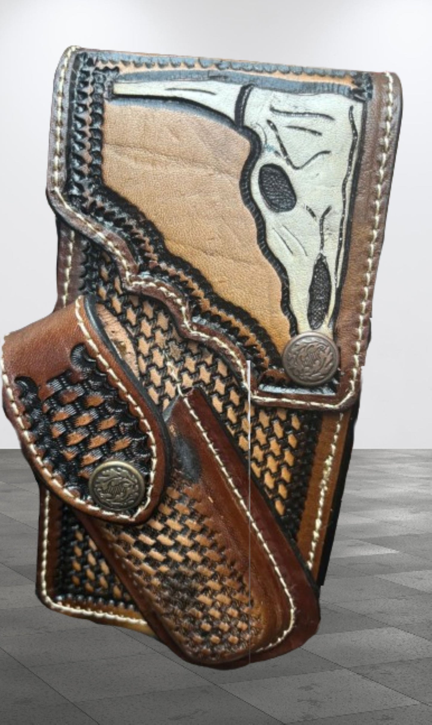 LONGHORNS LEATHER HOLSTER PHONE HOLSTER POUCH WITH KNIFE HOLDER FRONT EXTRA LARGE  BELT LOOP CELL PHONE CASE UNIVERSAL OVERSIZE STYLE#3 #EH13335