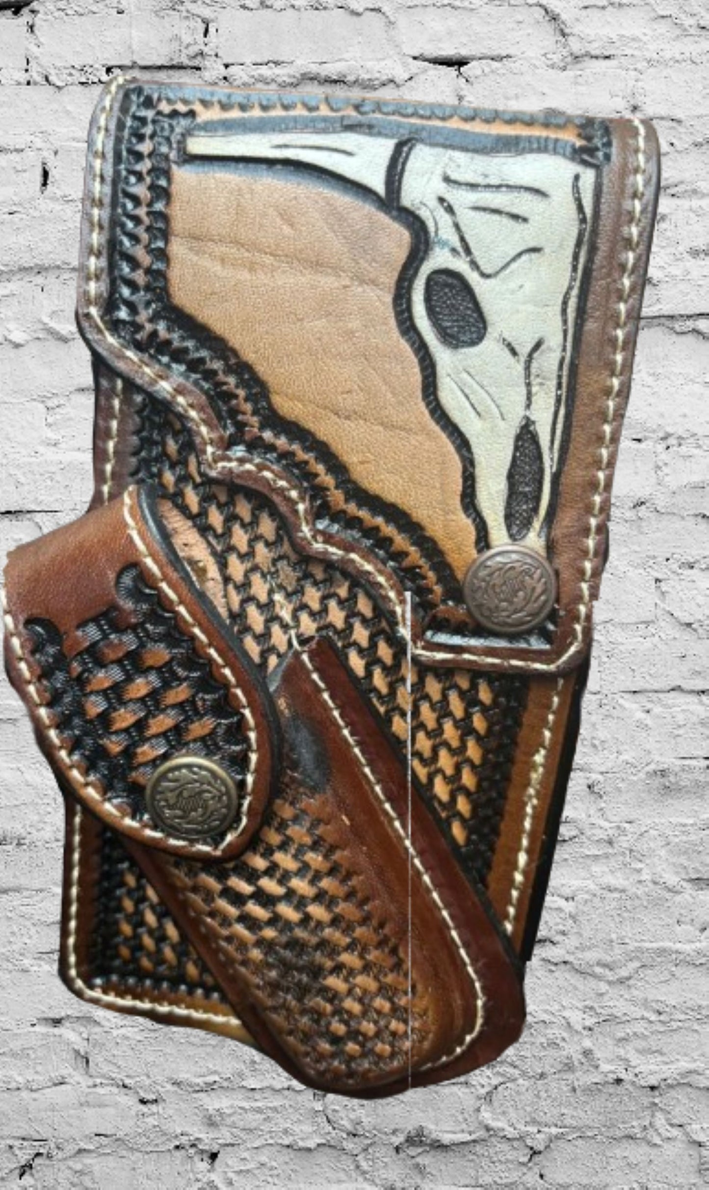 LONGHORNS LEATHER HOLSTER PHONE HOLSTER POUCH WITH KNIFE HOLDER FRONT EXTRA LARGE  BELT LOOP CELL PHONE CASE UNIVERSAL OVERSIZE STYLE#3 #EH13335