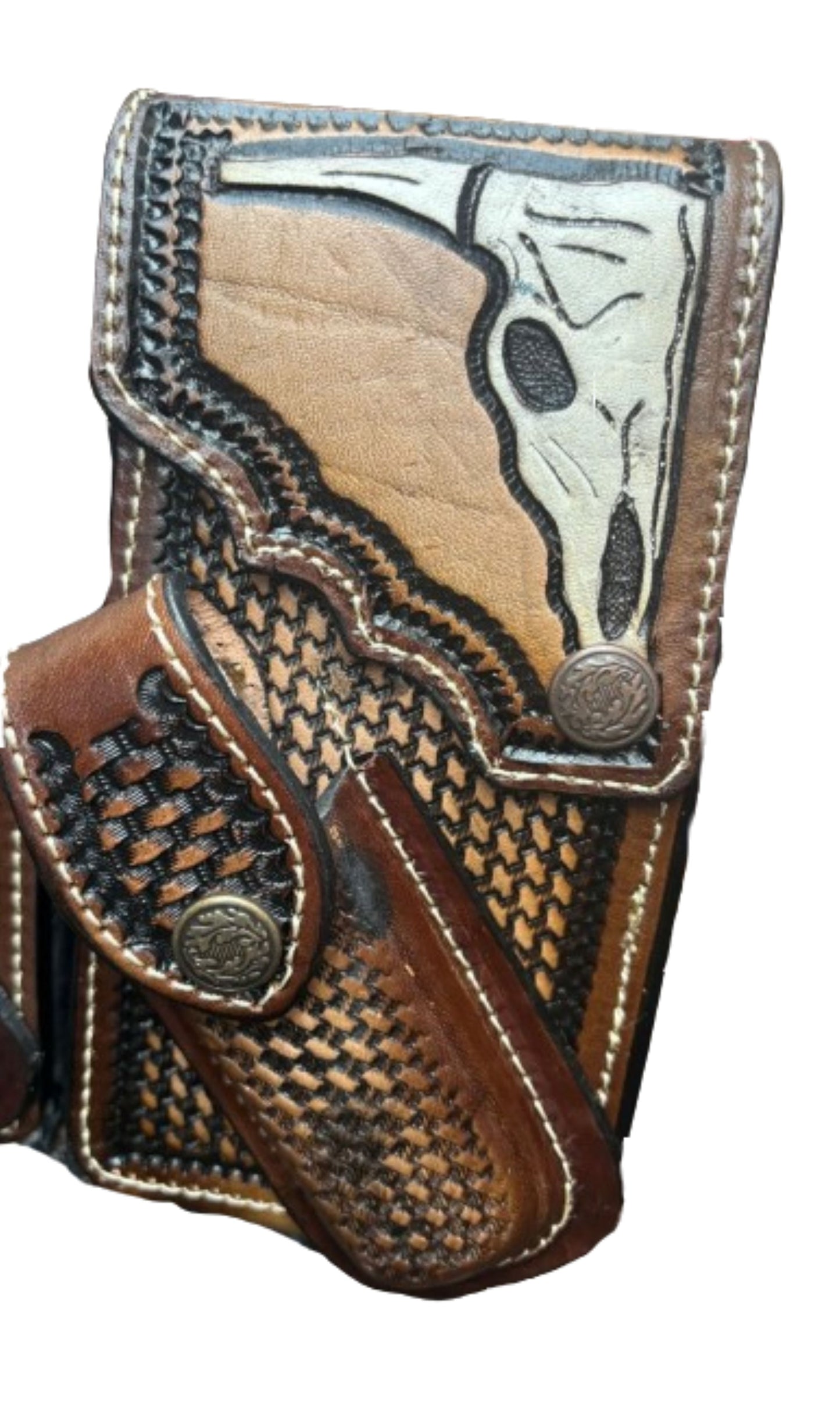 LONGHORNS LEATHER HOLSTER PHONE HOLSTER POUCH WITH KNIFE HOLDER FRONT EXTRA LARGE  BELT LOOP CELL PHONE CASE UNIVERSAL OVERSIZE STYLE#3 #EH13335