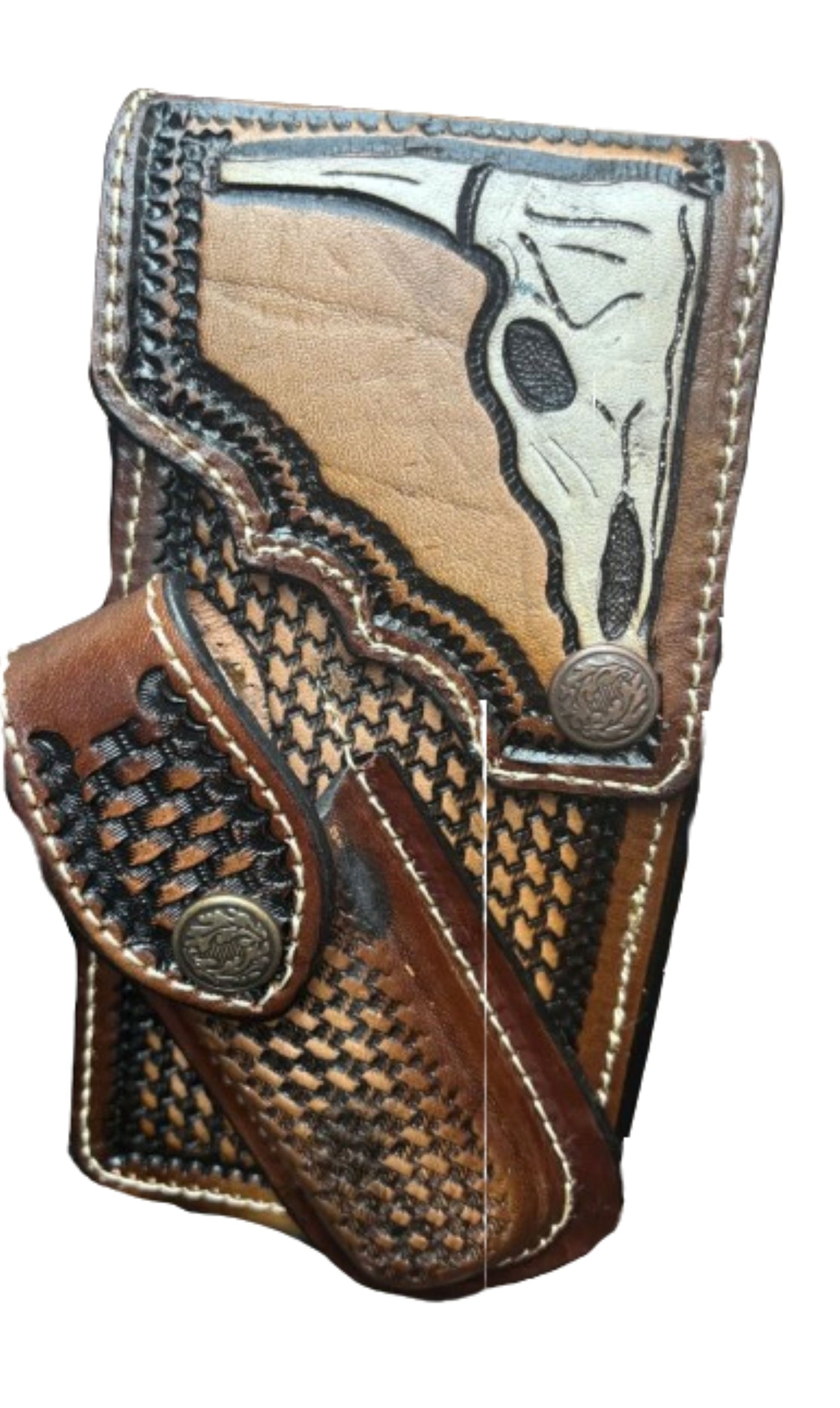 LONGHORNS LEATHER HOLSTER PHONE HOLSTER POUCH WITH KNIFE HOLDER FRONT EXTRA LARGE  BELT LOOP CELL PHONE CASE UNIVERSAL OVERSIZE STYLE#3 #EH13335