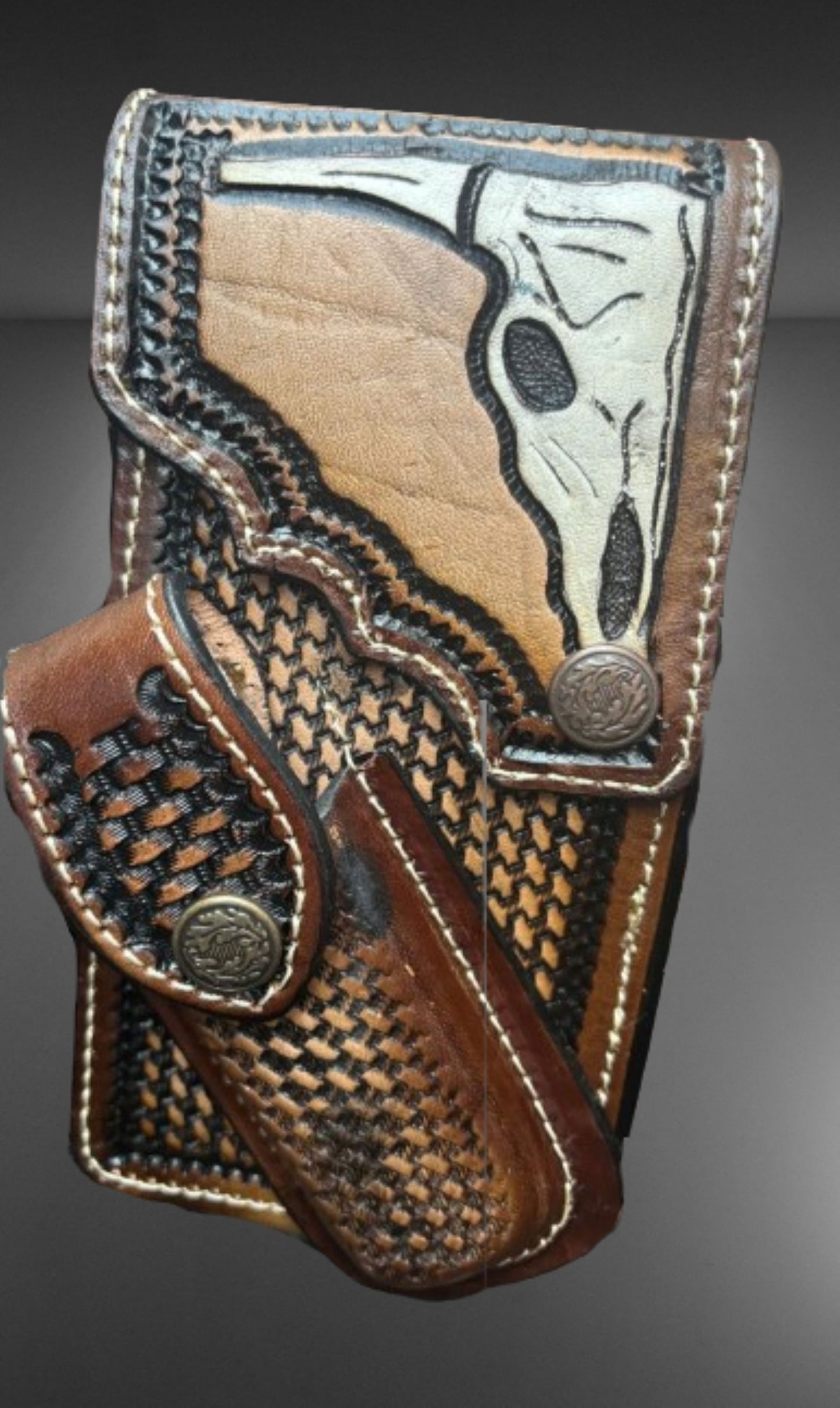 LONGHORNS LEATHER HOLSTER PHONE HOLSTER POUCH WITH KNIFE HOLDER FRONT EXTRA LARGE  BELT LOOP CELL PHONE CASE UNIVERSAL OVERSIZE STYLE#3 #EH13335