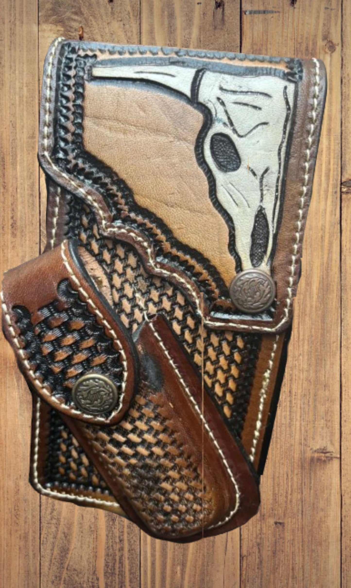 LONGHORNS LEATHER HOLSTER PHONE HOLSTER POUCH WITH KNIFE HOLDER FRONT EXTRA LARGE  BELT LOOP CELL PHONE CASE UNIVERSAL OVERSIZE STYLE#3 #EH13335