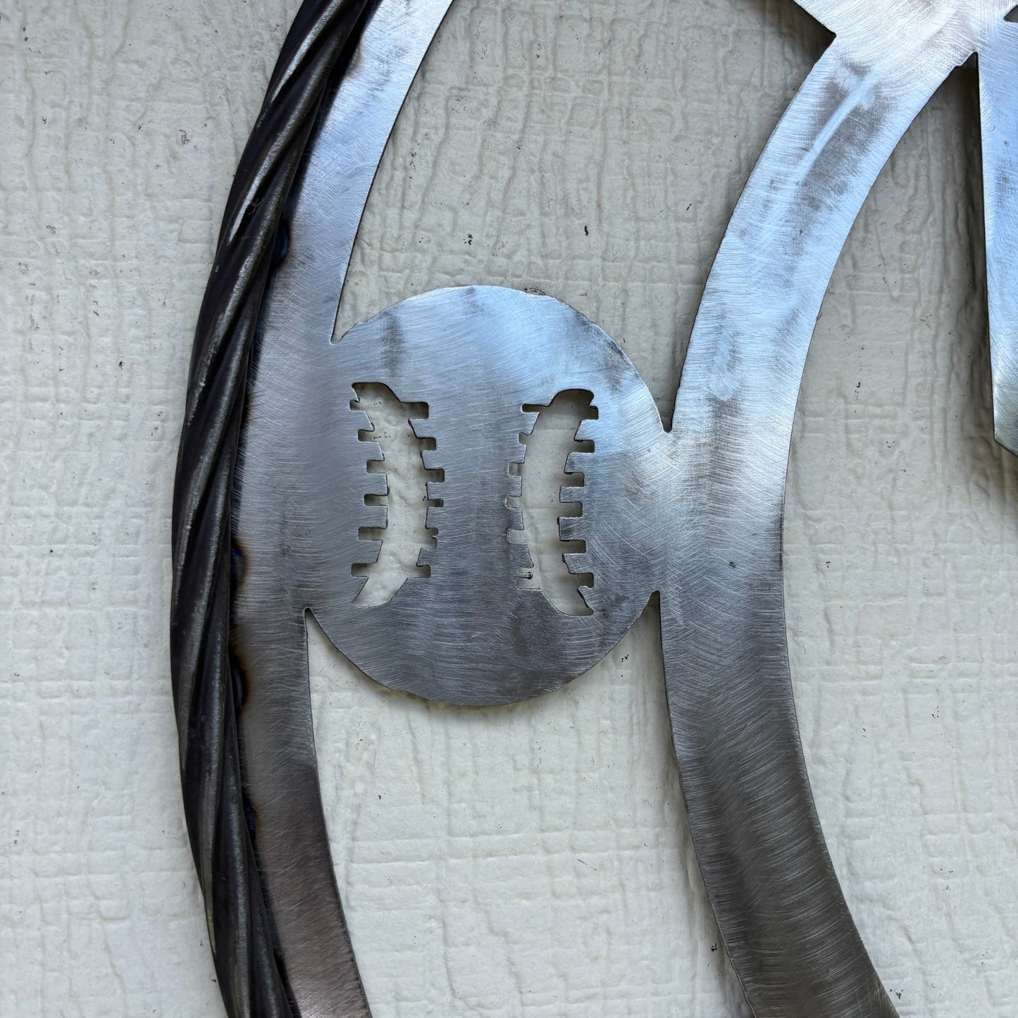 TEXAS RANGERS CUSTOM RAW METAL VINTAGE CRAFT TEAM SIGN TWISTED ROPE RING HANDMADE