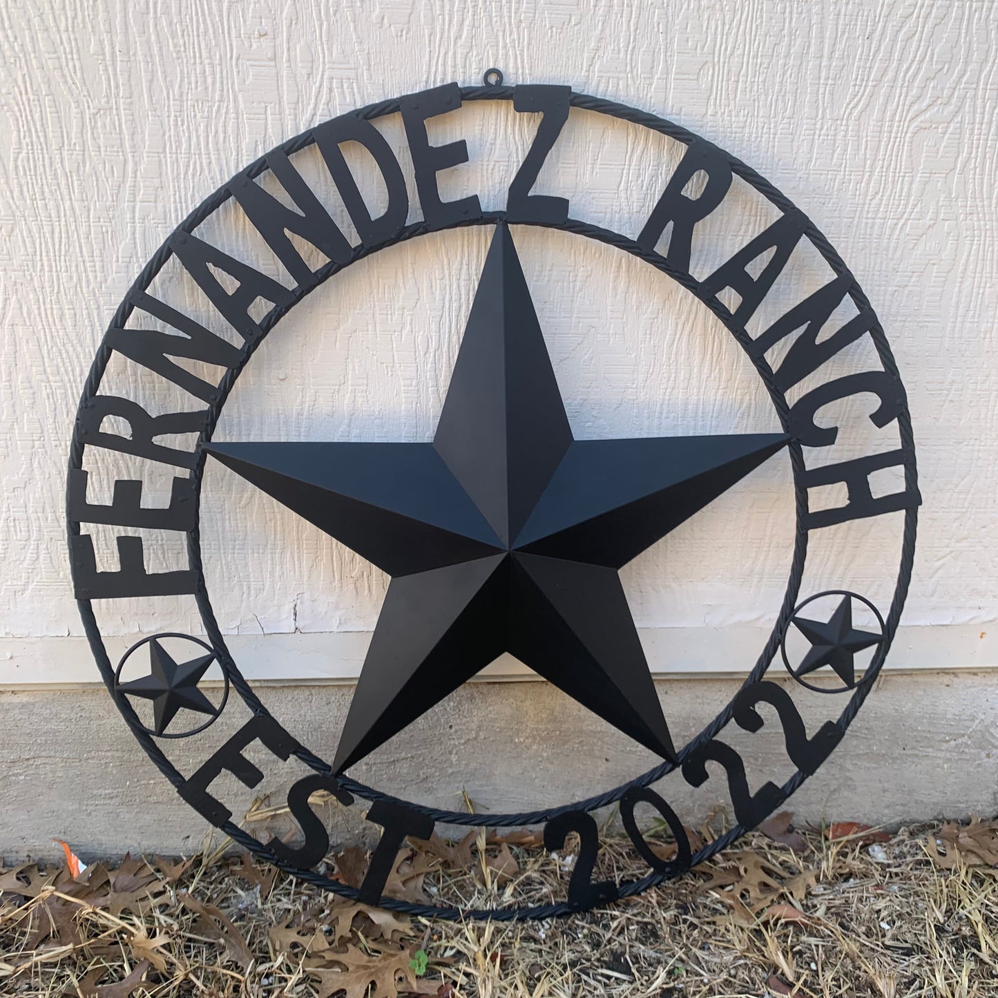 FERNANDEZ RANCH STYLE YOUR CUSTOM NAME STAR BARN STAR METAL LONE STAR WESTERN HOME DECOR RUSTIC BLACK HANDMADE 24",32",36",50"
