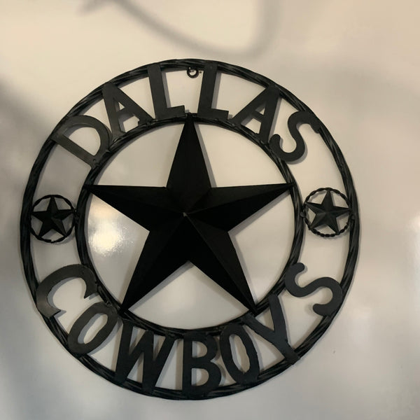 18" DALLAS COWBOYS BLACK STAR CUSTOM METAL VINTAGE LONE STAR WESTERN HOME DECOR HANDMADE