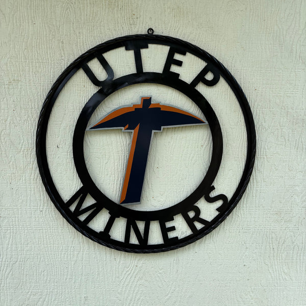 UTEP MINERS CUSTOM METAL VINTAGE CRAFT TEAM SIGN WESTERN HOME DECOR HANDMADE