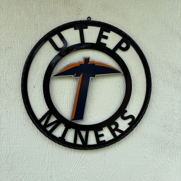 Utep Hand Sign UTEP MINERS CUSTOM METAL VINTAGE CRAFT TEAM SIGN WESTERN HOME DECOR HA ...