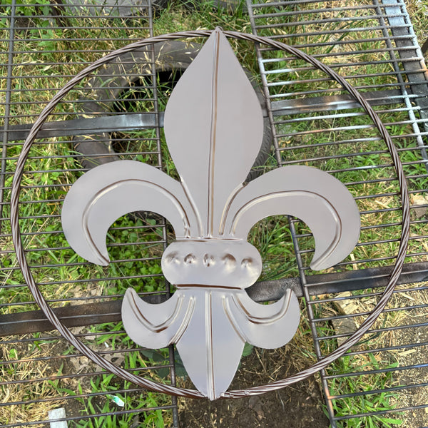 FLEUR DE LIS BROWN METAL WALL ART SIGN WESTERN HOME DECOR HANDMADE NEW 12",18",24",32"