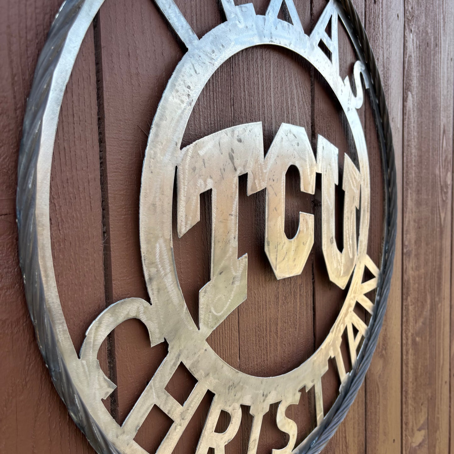 TCU TEXAS CHRISTIAN CUSTOM RAW METAL VINTAGE CRAFT TEAM SIGN UNPAINTED HANDMADE