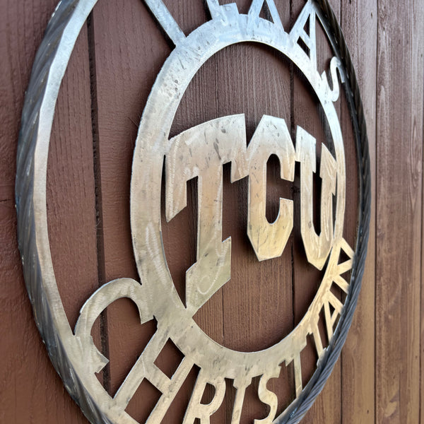 TCU TEXAS CHRISTIAN CUSTOM RAW METAL VINTAGE CRAFT TEAM SIGN UNPAINTED HANDMADE