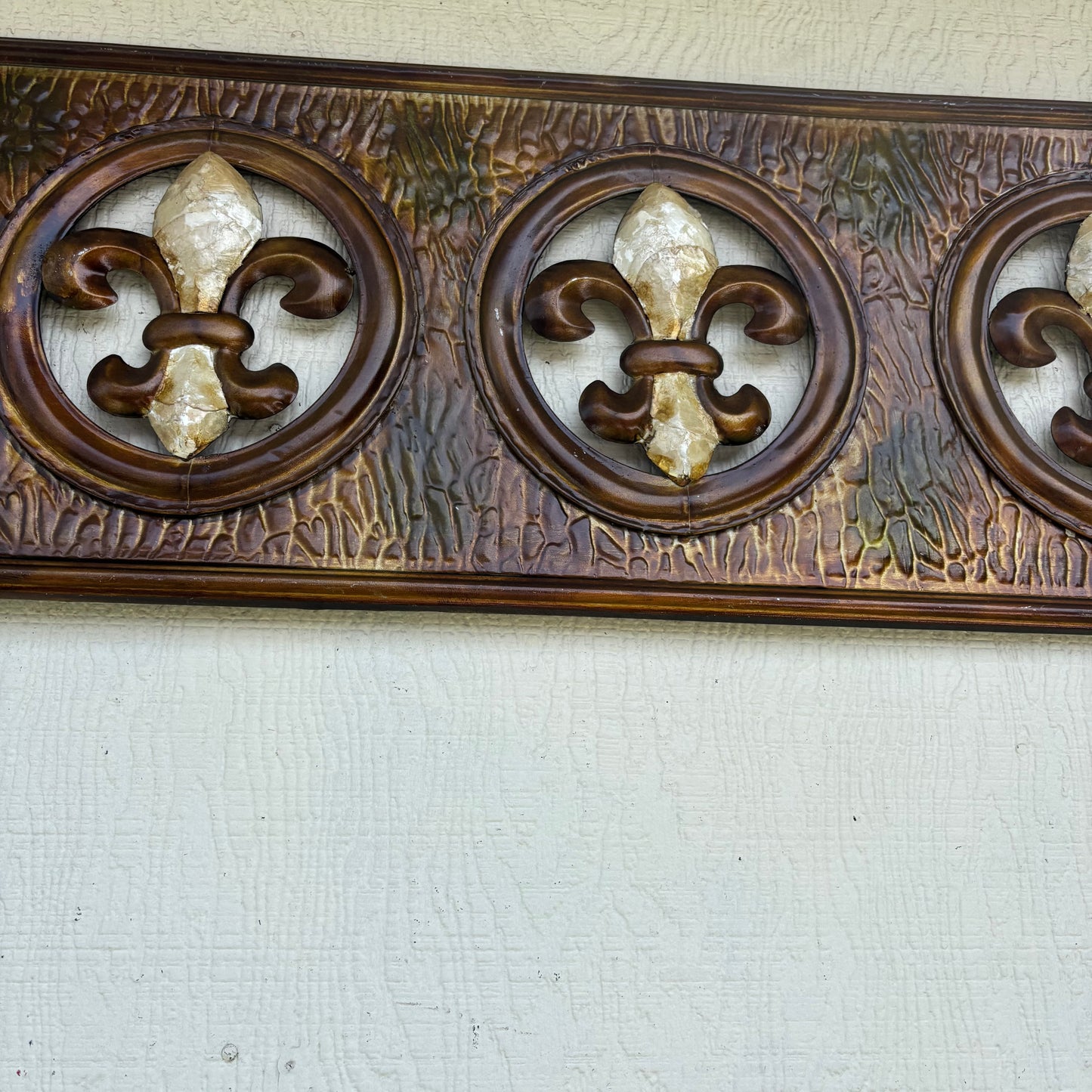 36" FLEUR DE LIS GOLD BROWN RECTANGLE WALL ART WESTERN METAL ART HANDMADE #EH13330