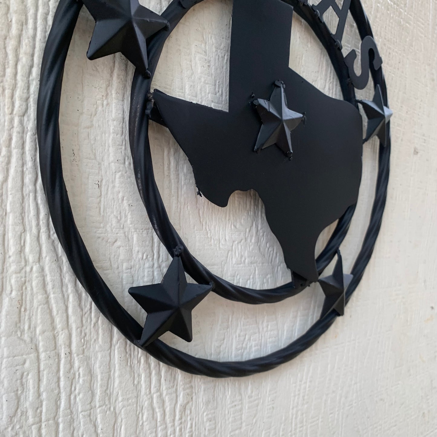 12" STATE OF TEXAS MAP RUSTIC BLACK TWISTED RING METAL SIGN WESTERN HOME DECOR HANDMADE NEW
