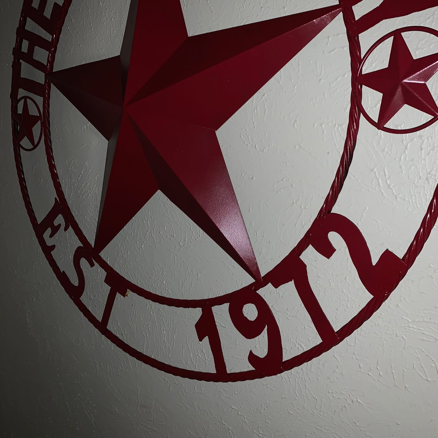 NEGRI FAMILY STYLE YOUR CUSTOM NAME STAR BARN STAR METAL LONE STAR WESTERN HOME DECOR RUSTIC BURGUNDY RED HANDMADE 24",32",36",50"