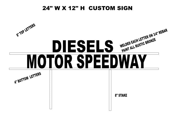 DIESELS STYLE YOUR CUSTOM NAME SIGN WITH 24" STAKE WELDED ON REBAR WESTERN HOME DECOR HANDMADE
