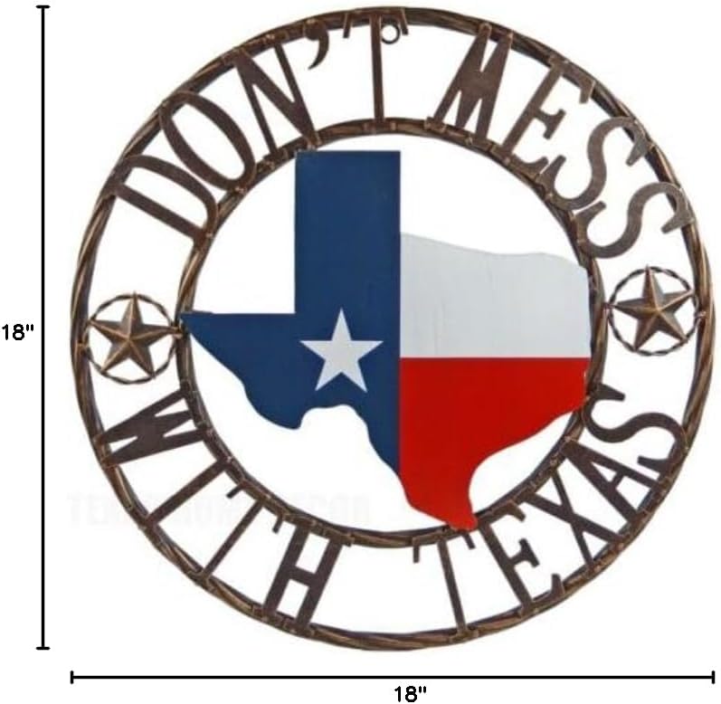 18" DON'T MESS WITH TEXAS MAP METAL WALL ART SIGN WESTERN HOME DECOR NEW #EH12076