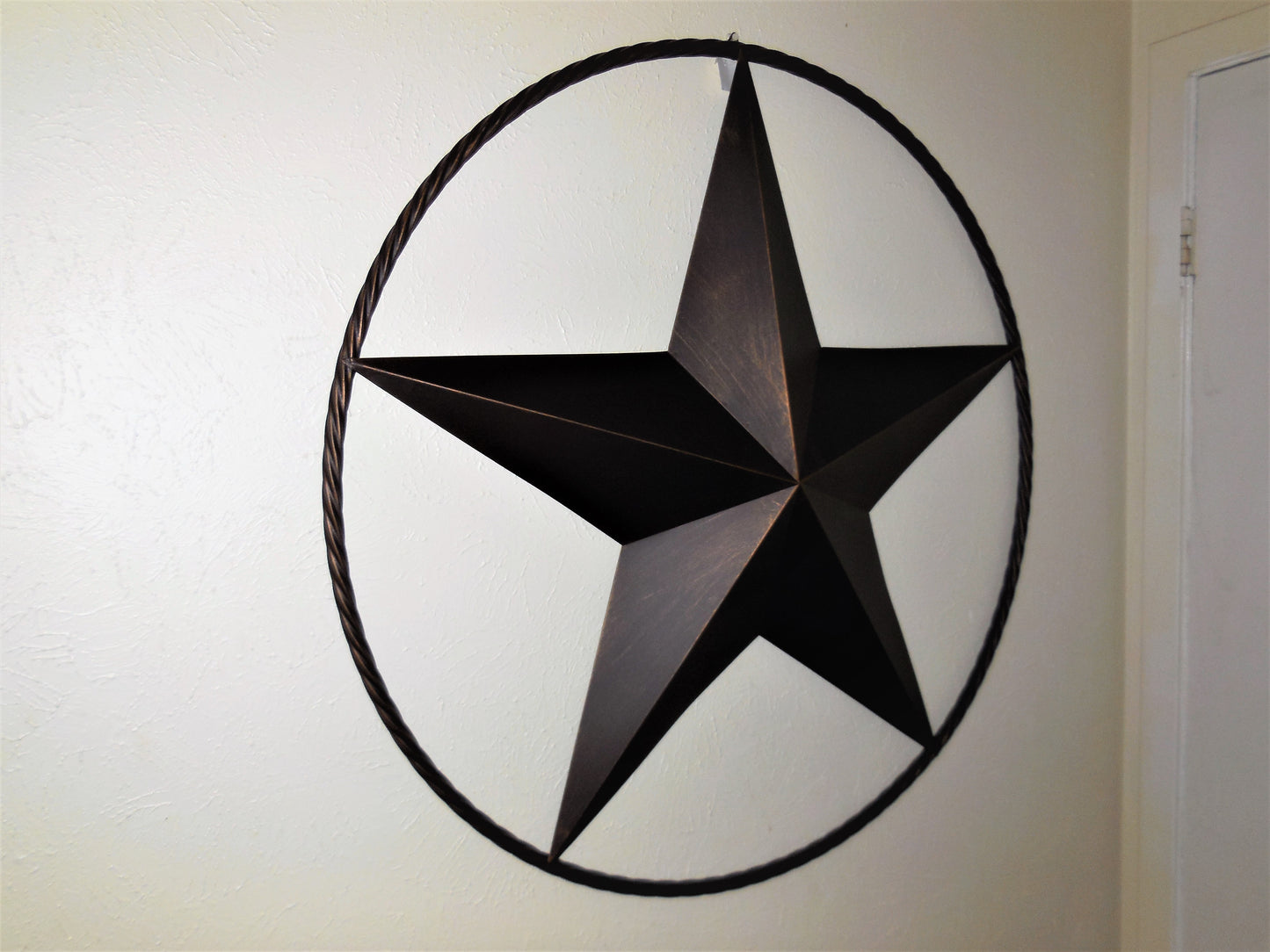 12" TO 72" BARN METAL STAR TWISTED ROPE RING RUSTIC BRONZE WESTERN HOME DECOR HANDMADE #EH10008