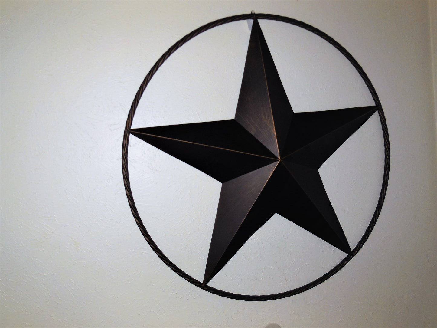 12" TO 72" BARN METAL STAR TWISTED ROPE RING RUSTIC BRONZE WESTERN HOME DECOR HANDMADE #EH10008