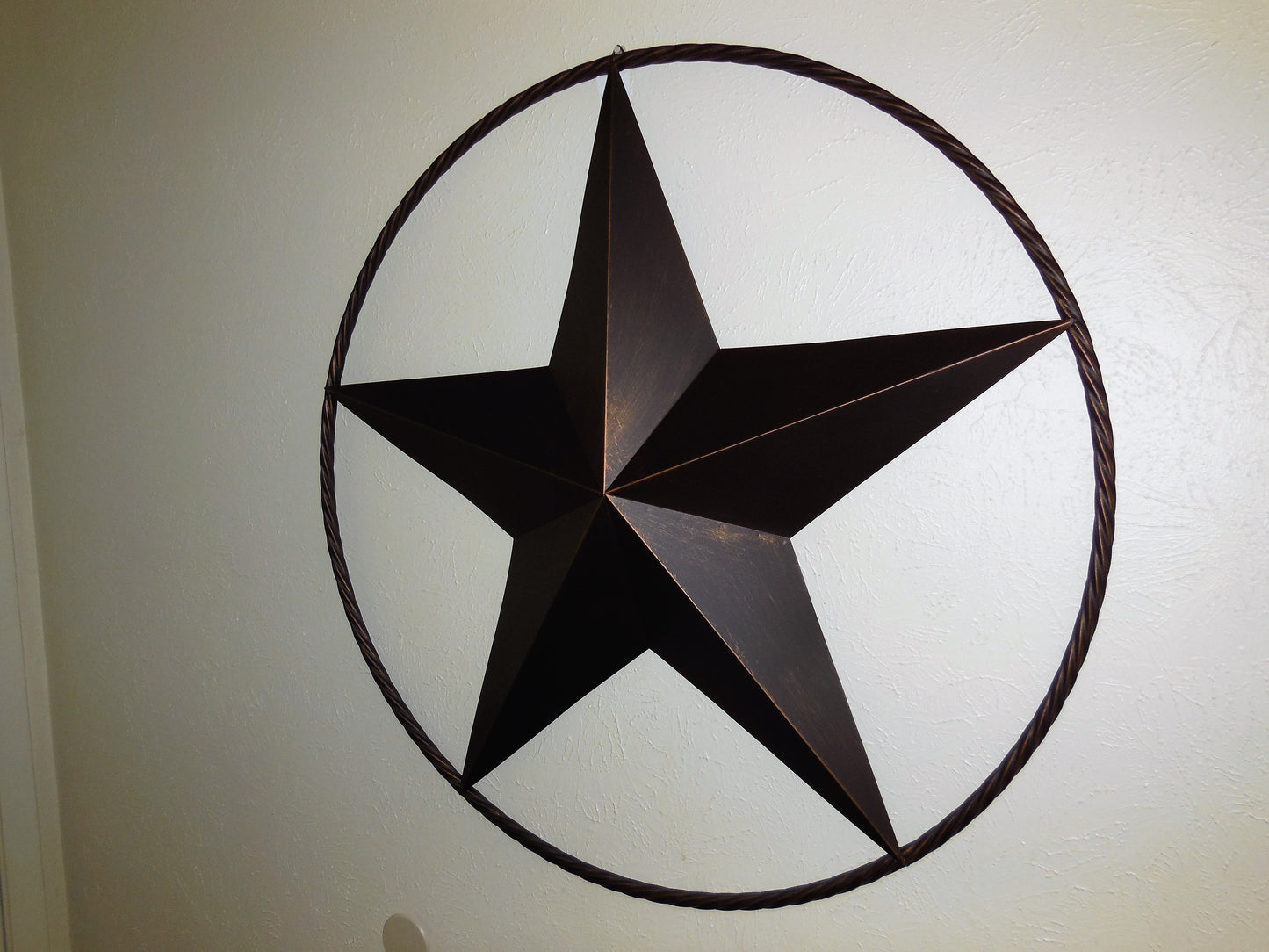 24" LONESTAR RUSTIC BRONZE COPPER BARN STAR METAL WALL ART TWISTED ROPE RING WESTERN HOME DECOR HANDMADE NEW-#EH10008