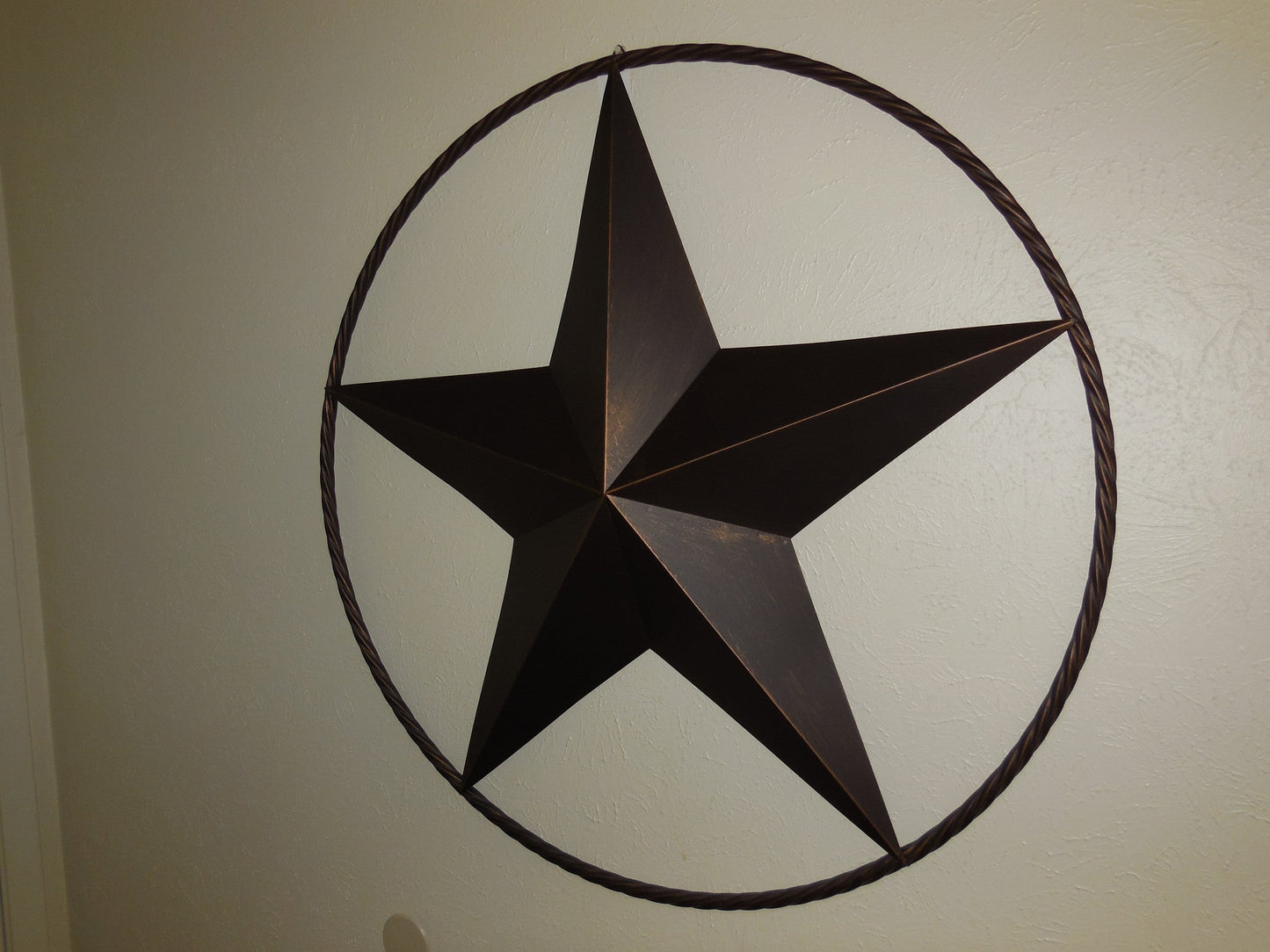 36" RUSTIC BRONZE COPPER BARN STAR METAL LONE STAR TWISTED ROPE RING WALL ART WESTERN HOME DECOR HANDMADE NEW #EH10011
