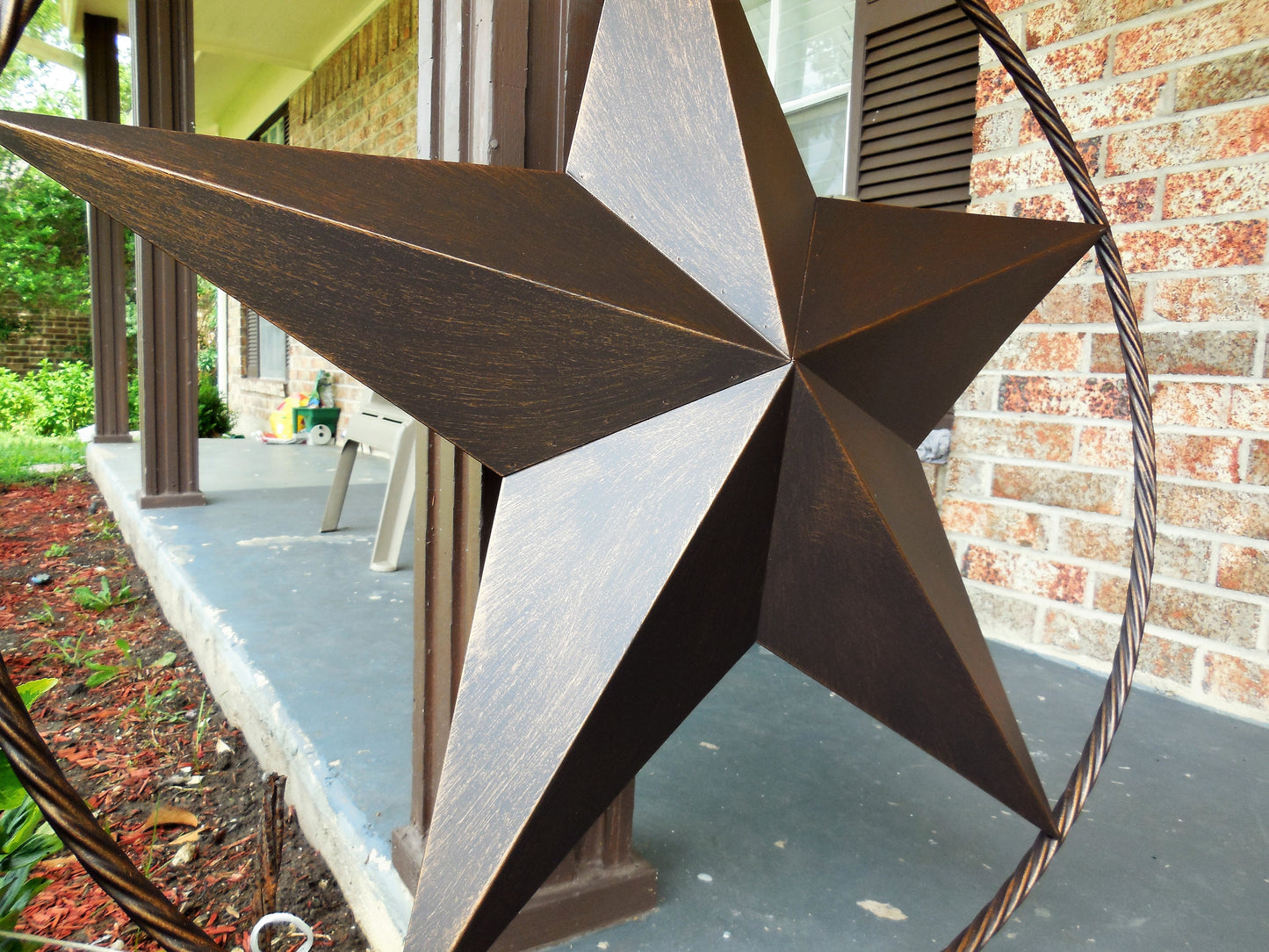 12" TO 72" BARN METAL STAR TWISTED ROPE RING RUSTIC BRONZE WESTERN HOME DECOR HANDMADE #EH10008