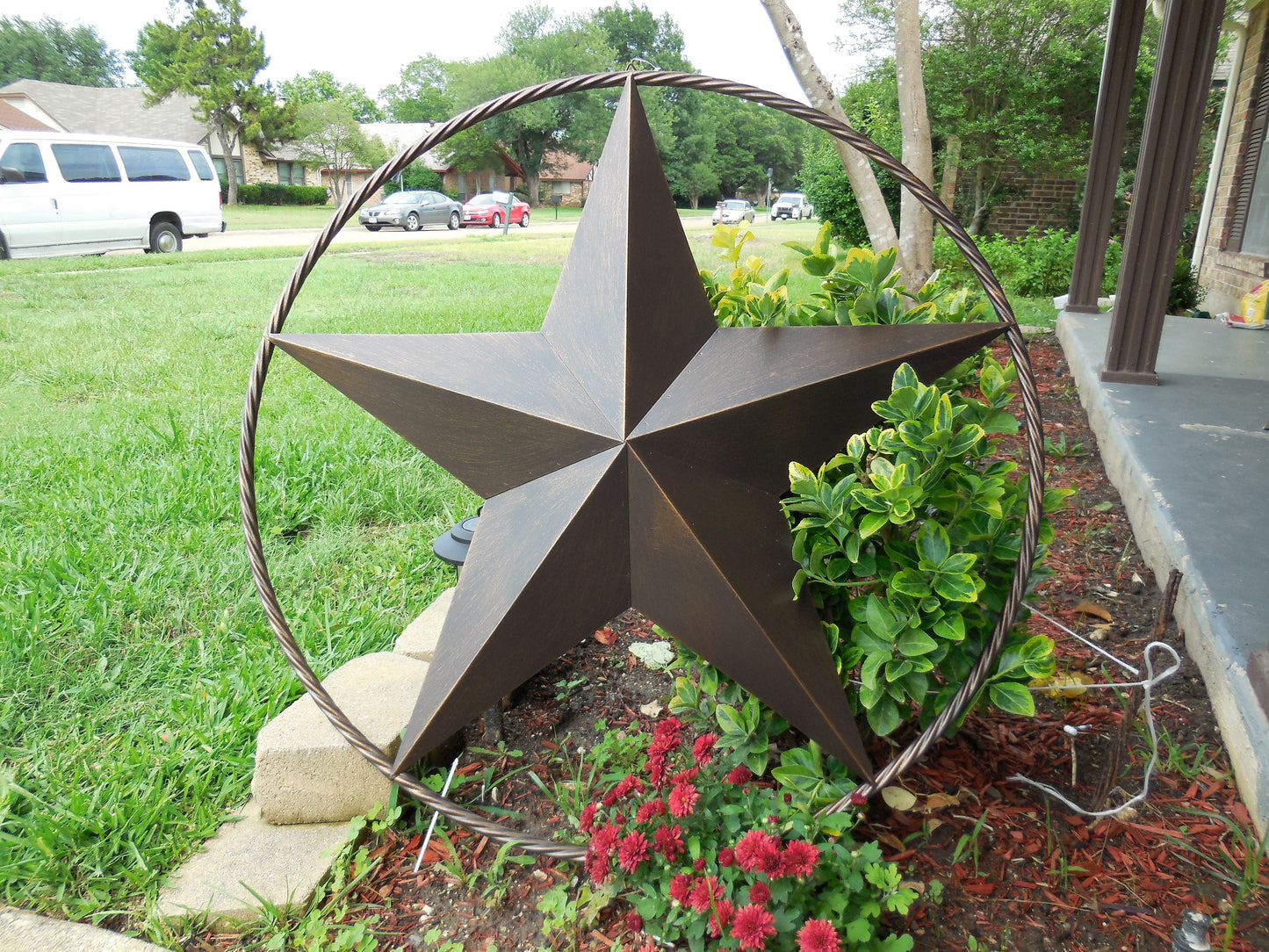 36" RUSTIC BRONZE COPPER BARN STAR METAL LONE STAR TWISTED ROPE RING WALL ART WESTERN HOME DECOR HANDMADE NEW #EH10011