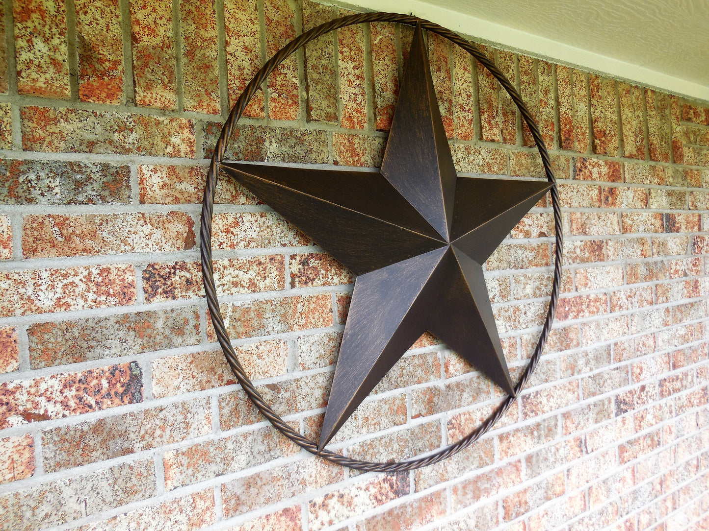 36" RUSTIC BRONZE COPPER BARN STAR METAL LONE STAR TWISTED ROPE RING WALL ART WESTERN HOME DECOR HANDMADE NEW #EH10011