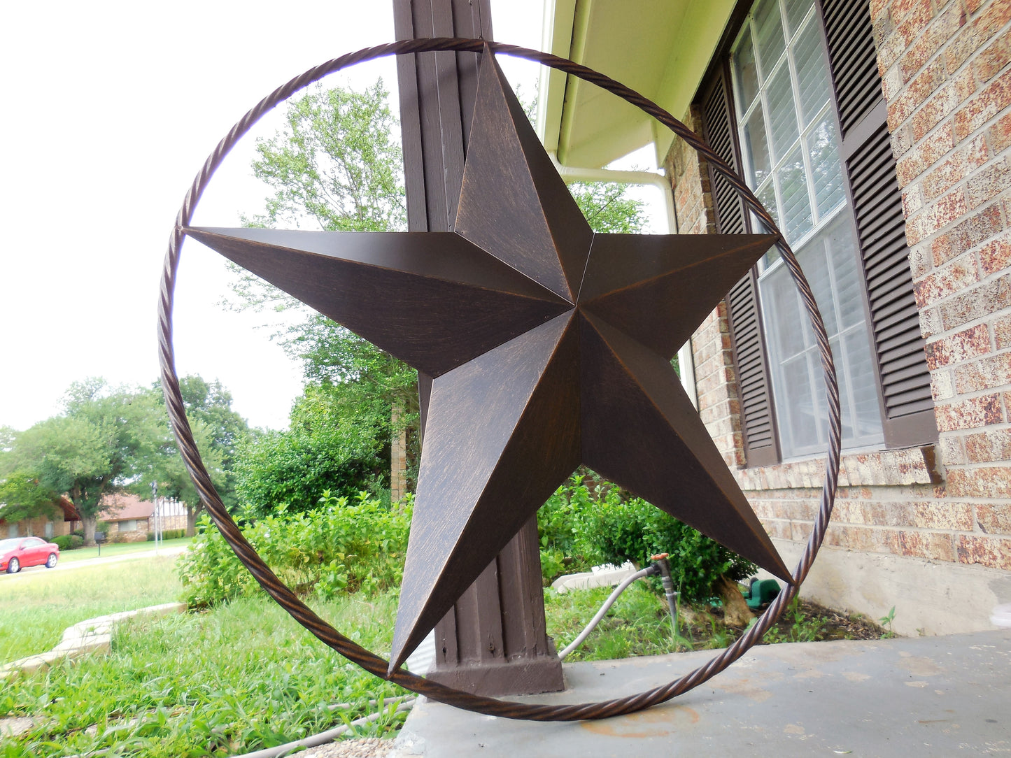 12" TO 72" BARN METAL STAR TWISTED ROPE RING RUSTIC BRONZE WESTERN HOME DECOR HANDMADE #EH10008
