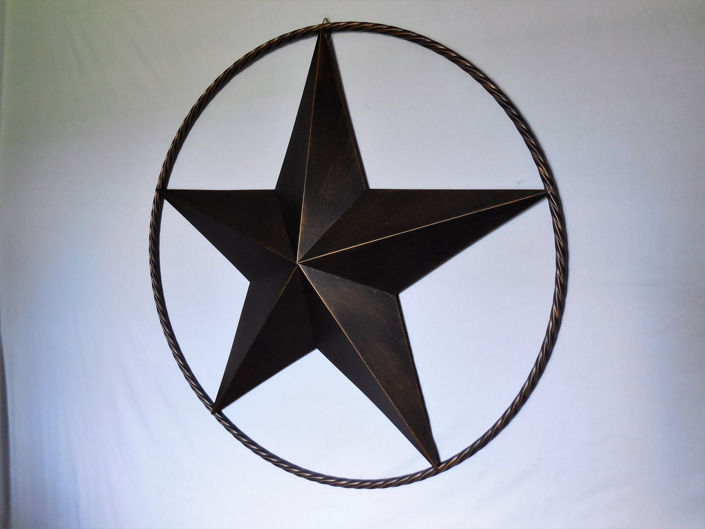 12" TO 72" BARN METAL STAR TWISTED ROPE RING RUSTIC BRONZE WESTERN HOME DECOR HANDMADE #EH10008