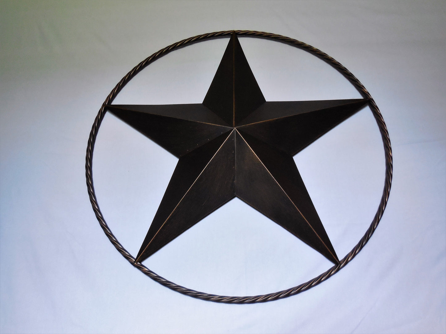 12" TO 72" BARN METAL STAR TWISTED ROPE RING RUSTIC BRONZE WESTERN HOME DECOR HANDMADE #EH10008
