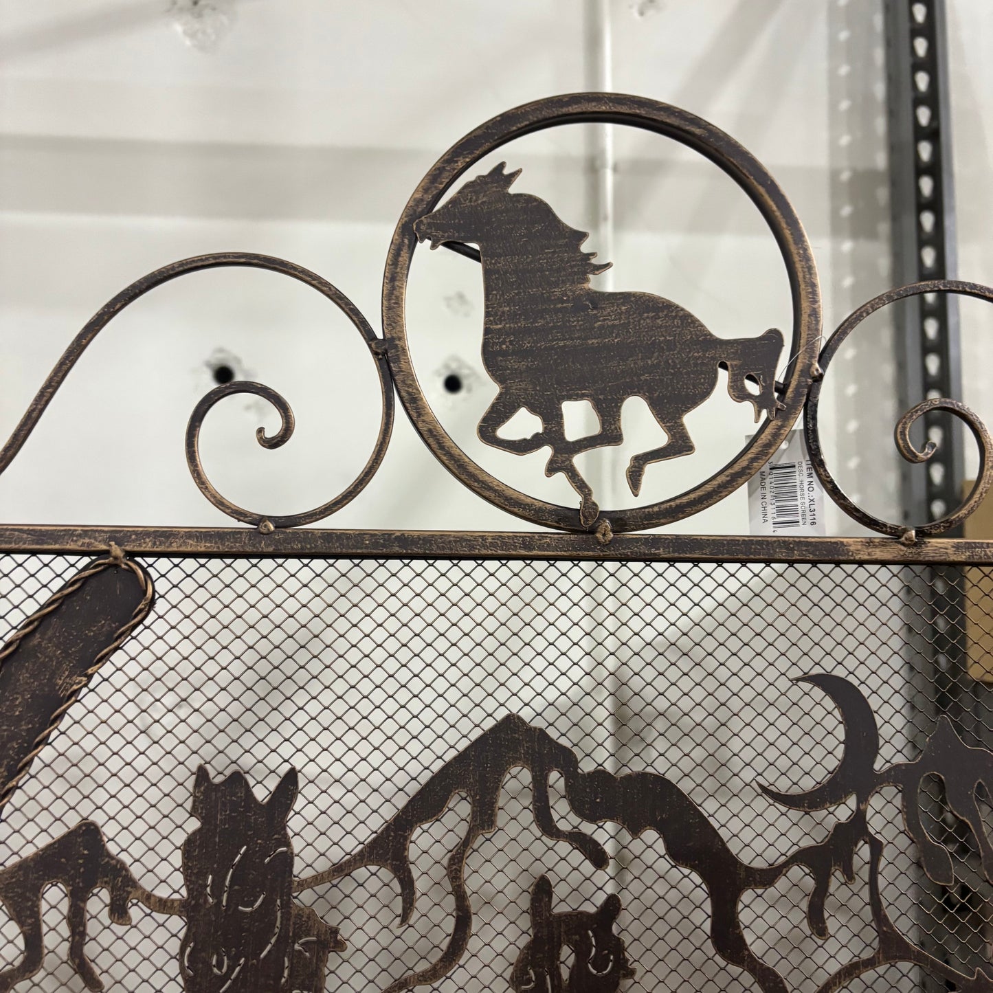 RUNNING HORSE METAL FIREPLACE SCREEN 40" X 33.5" WESTERN HOME DECOR HANDMADE #EH80005
